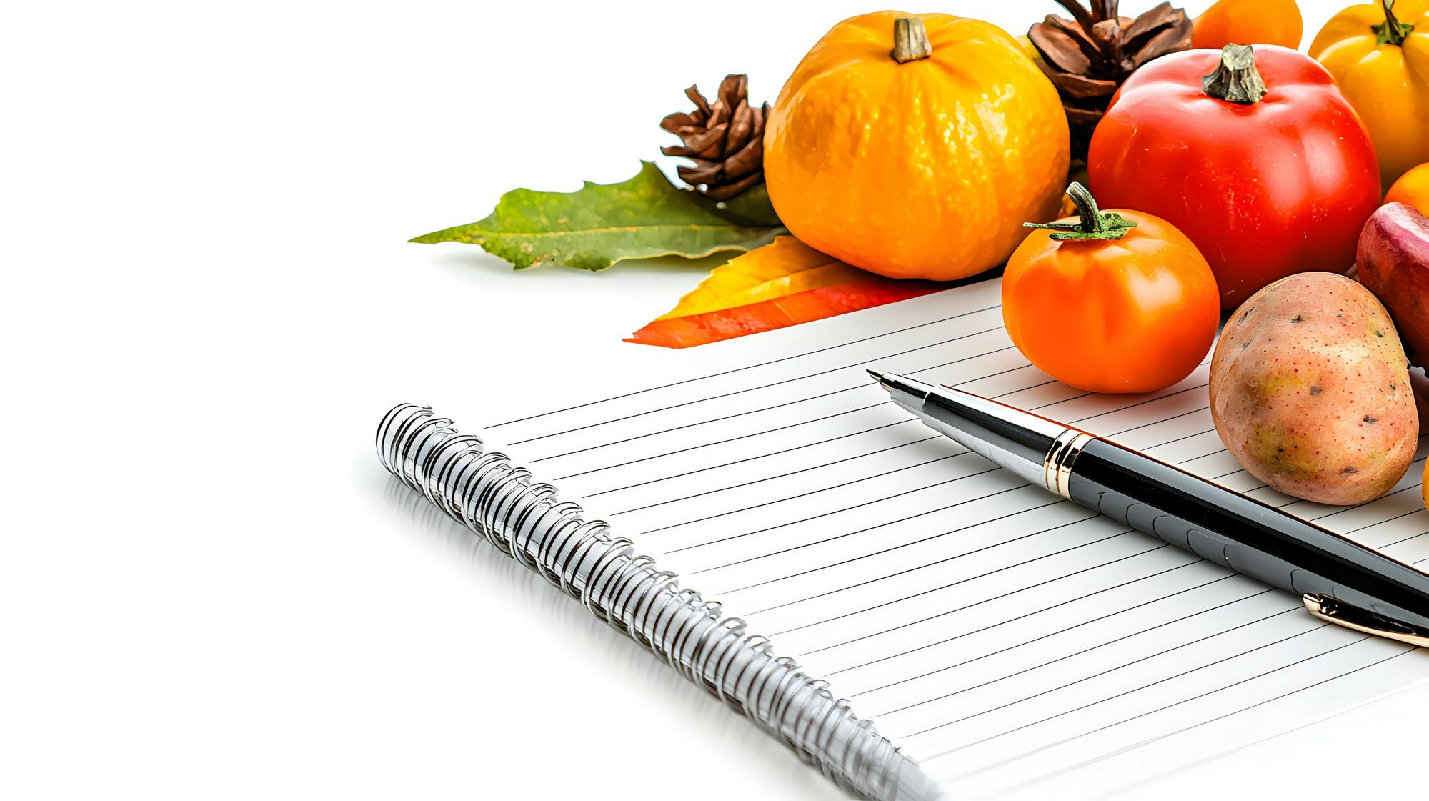 Prepared meal and notes for planning
