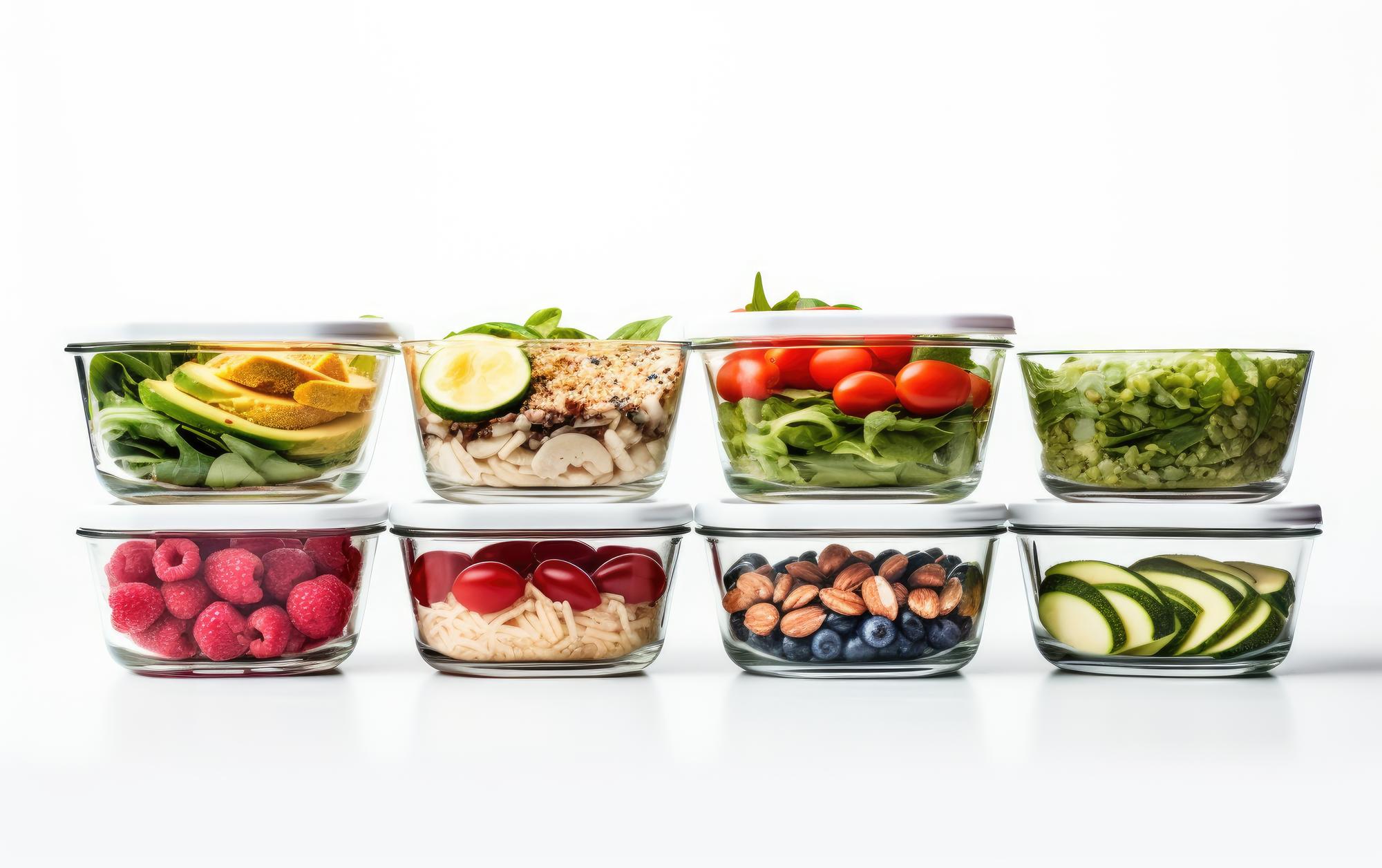 Weekly meal prep containers on counter